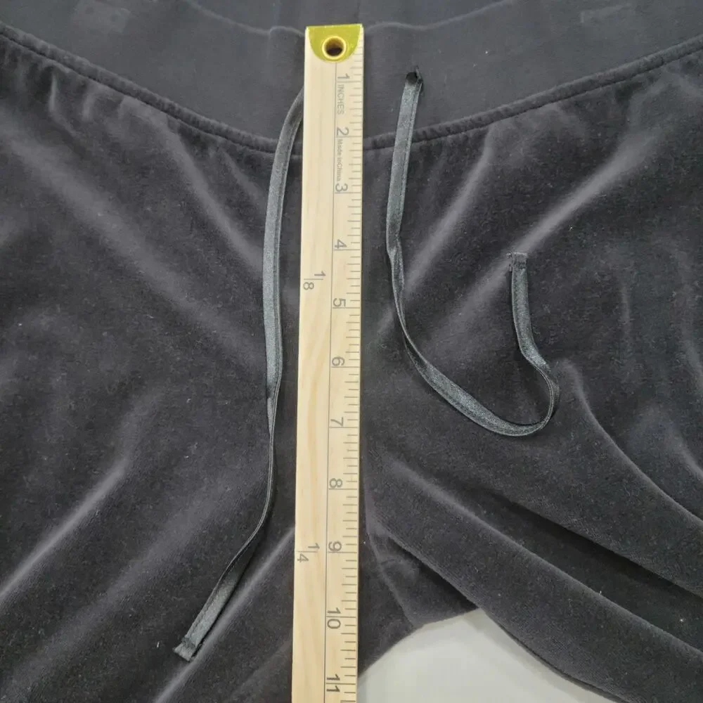 St Johns Bay Active Velour Jogger Pants Petite PM Black Lounge Athleisure Casual